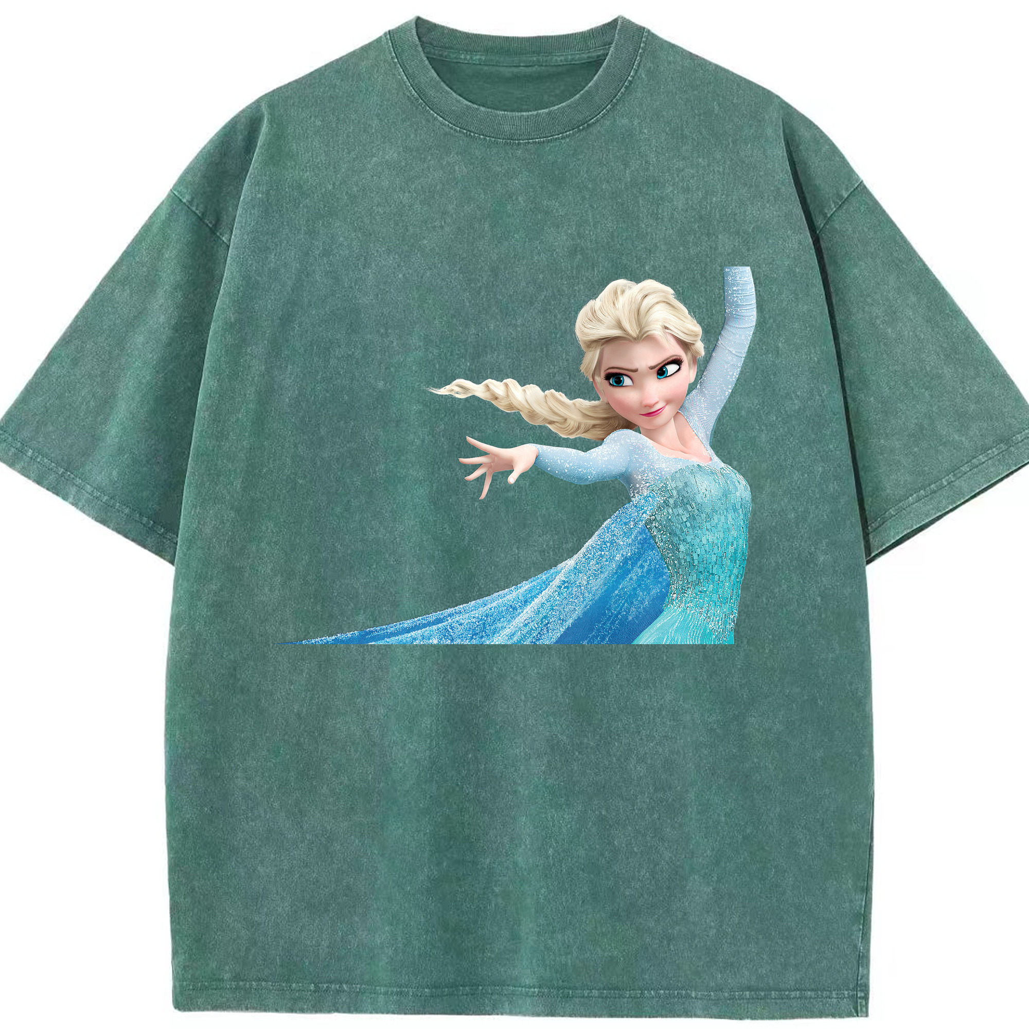 （画像用） アナと雪の女王 アンナ エルサ Frozen Anna Elsa 綿100% ヴィンテージ風 半袖Tシャツ（フロントプリント）